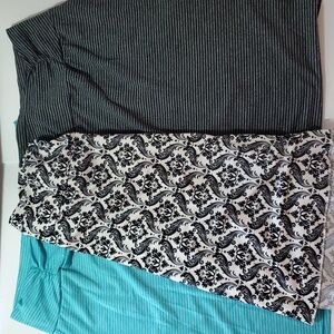 Tranquility by Colorado Clothing Skirt Size L Black White Teal Aline Lot of 3